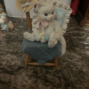 Adorable Cat Figurine on Chair